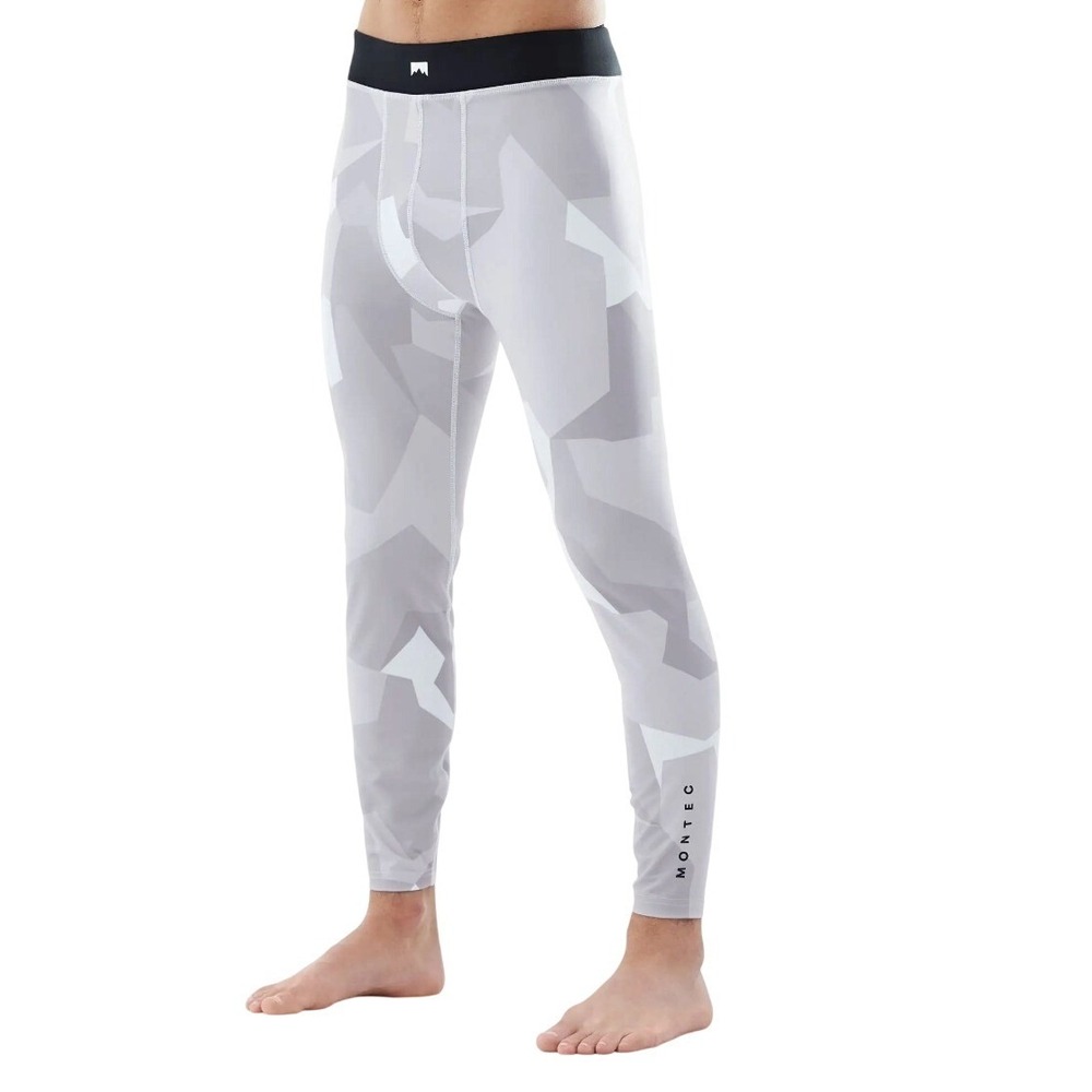 Montec Zulu FW20 Mens XS Base Layer Leggings‎ Grey Geometric Camo Ski Snowboard